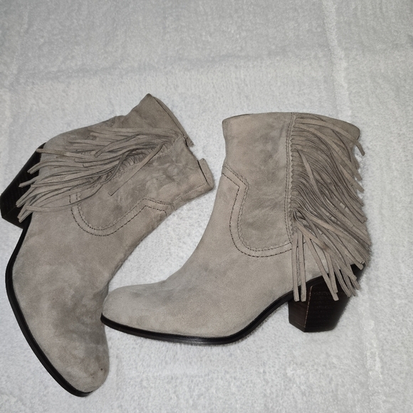 Sam Edelman Louie Tanish Gray Fringe Ankle Bootie 9 Western Cowgirl - Picture 4 of 13